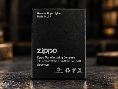Original Zippo Verpackung Rückseite ohne Barcode